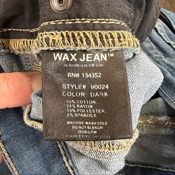 𝅺WAX jean distressed medium wash medium rise skinny jeans, size 9 - Picture 12 of 13